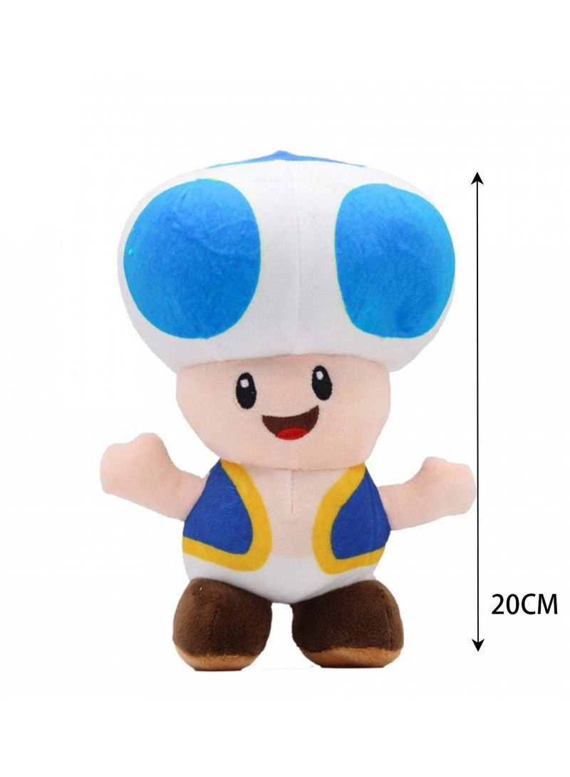 Popular Super Mario Doll Plumber Mushroom Plush Toy (Blue Mushroom) - Image 2